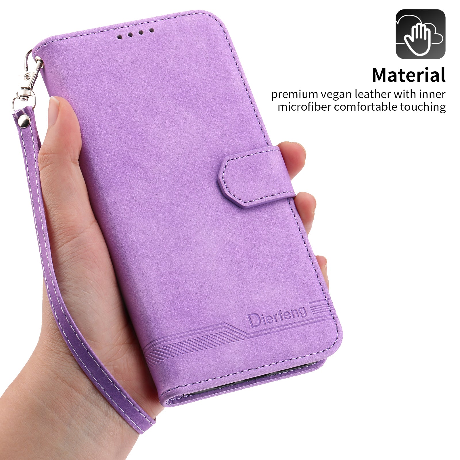 DIERFENG DF-03 Lines Imprinted Phone Case for iPhone 14 Pro PU Leather Magnetic Clasp Wallet Stand Cover DIERFENG DF-03 Lines Imprinted Phone Case for iPhone 14 Pro PU Leather Magnetic Clasp Wallet Stand Cover